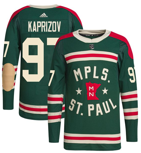 Men's Green Minnesota Wild #97 Kirill Kaprizov 2022 Winter Classic Stitched Jersey